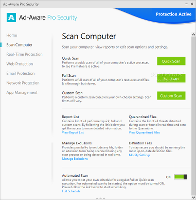 Showing the Ad-Aware Pro Security scanning methods